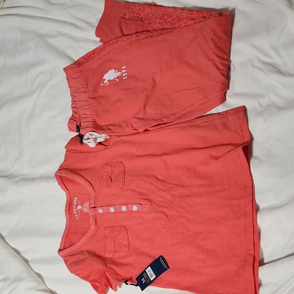 U.S. POLO ASSN Medium Coral Pajama set